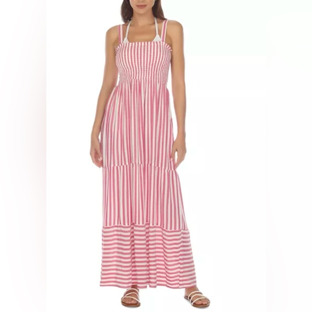 Raviya Tiered Striped Cover Up Maxi Dress Size XL